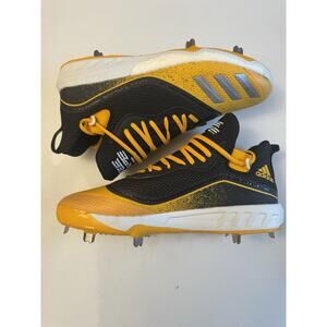 Adidas Icon V Baseball Cleats Mens 11.5 Black Yellow Metal Spikes New